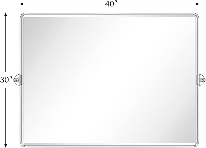 TEHOME 40x30'' Chrome Pivot Mirror Horizontal 30x40'' Metal Framed Rectangle - Image 7