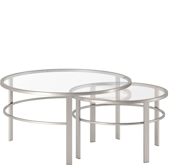 Henn&Hart Round Nested Coffee Table in Satin Nickel, Modern coffee tables by HennHart