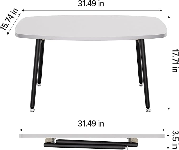 WOHOMO Foldable Coffee Table White Small Coffee Tables - Image 2