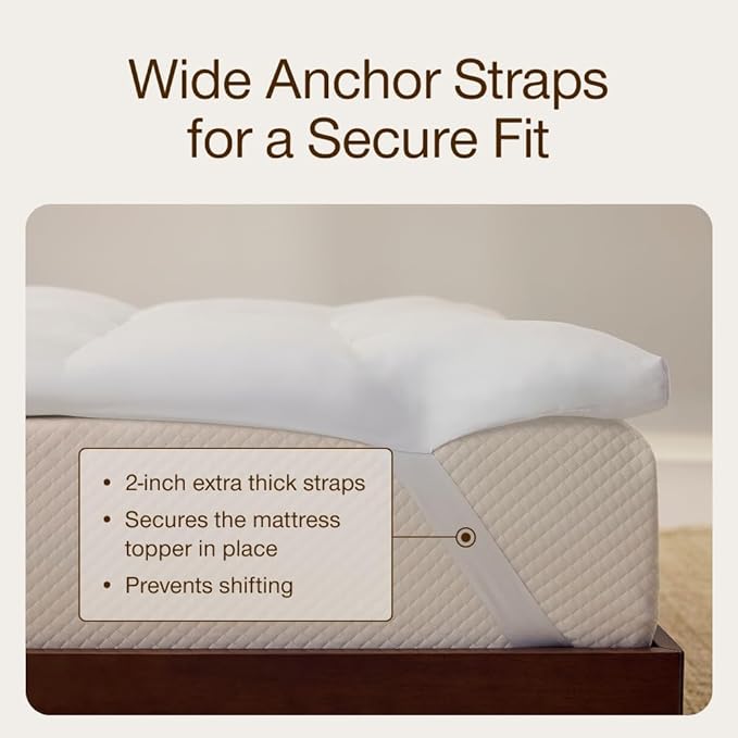 Coop Home Goods Essence Down Alternative Mattress Topper Cal King, Plush 2-Inch - Image 5