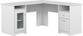 Bush Furniture Cabot L Shaped Computer Desk in White | Corner Table by BushHome