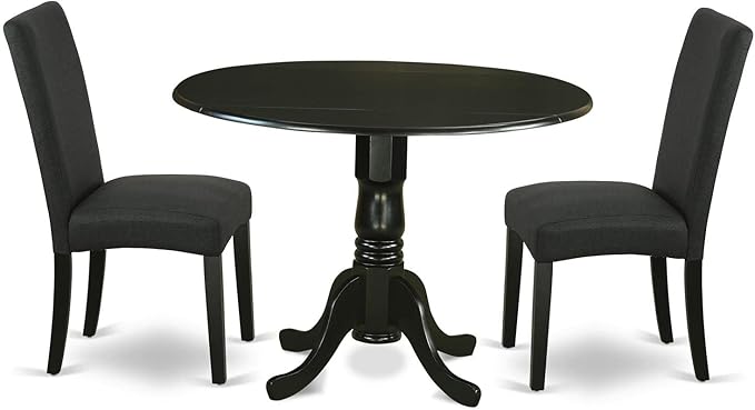 East West Furniture DLDR3-BLK-24 3 Piece Kitchen Table Set Contains a Round by EastWestFurniture