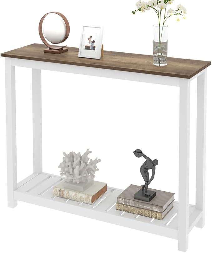 FOLUBAN Farmhouse Sofa Table, Rustic Vintage Console Table - Image 8