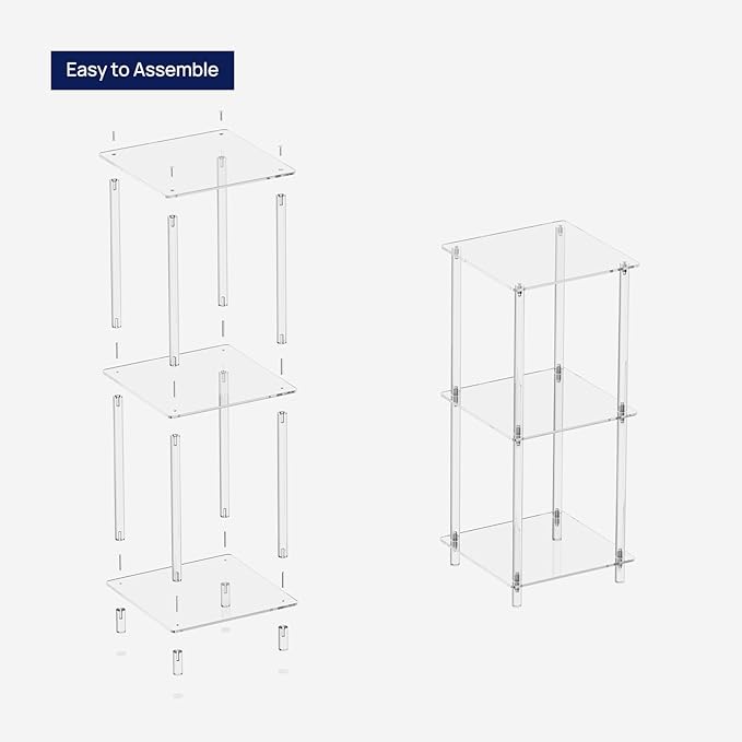 HMYHUM Acrylic Side Table for Small Spaces, 11.8" L x 11.8" W x 28" H, Small - Image 7