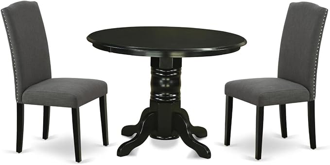 East West Furniture SHEN3-BLK-20 3 Piece Dining Room Set Contains a Round by EastWestFurniture