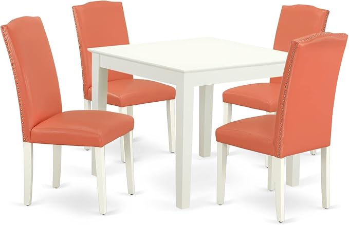 East West Furniture OXEN5-LWH-78 5 Piece Modern Dining Table Set Includes a by EastWestFurniture
