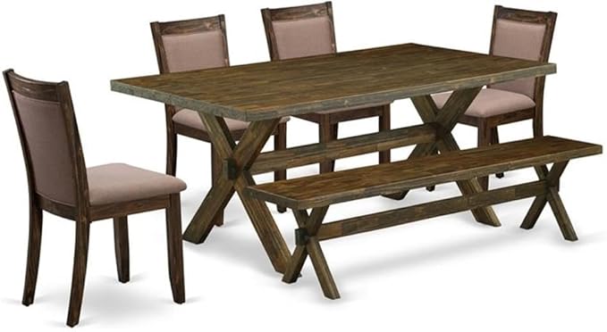 East West Furniture X777MZ748-6 6 Piece Modern Dining Table Set Contains a by EastWestFurniture
