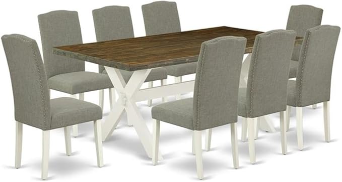 East West Furniture X077EN206-9 9 Piece Dining Set Includes a Rectangle Dining by EastWestFurniture