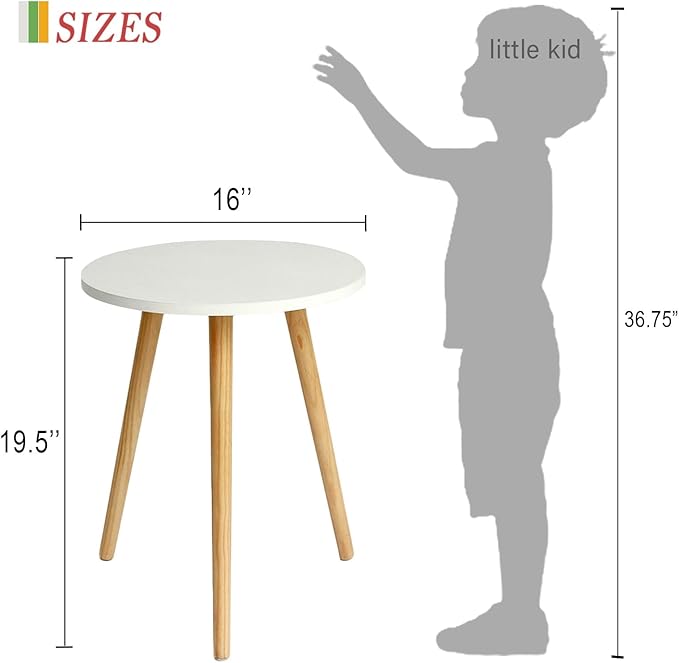 AWASEN Round Side/ End Table, Accent Nightstand Modern - Image 3
