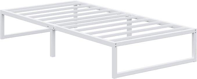 EMODA 12 Inch Twin Bed Frames, Metal Platform White Bed Frame Twin No Box - Image 9
