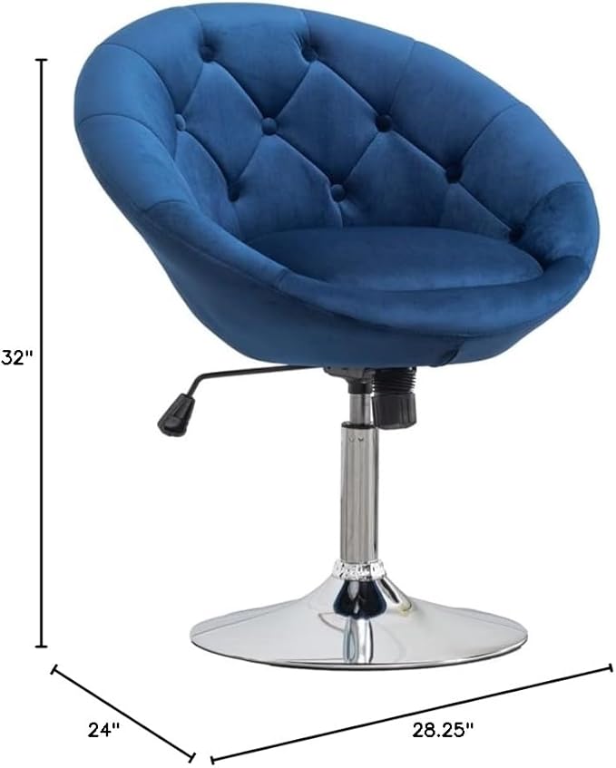 Roundhill Furniture Noas Velvet Upholstered Tufted Back Swivel Accent Chair - Image 2