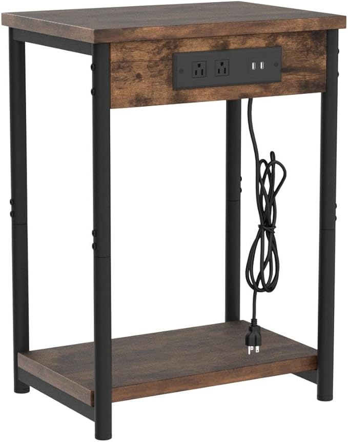 TUTOTAK Night Stand with Charging Station, End Table, Side Table with USB - Image 5