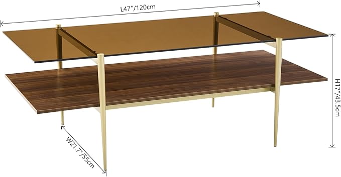 AGV LIGHTING Tadio Large Glass Coffee Table, Mid-Century Modern Coffee Table - Image 2