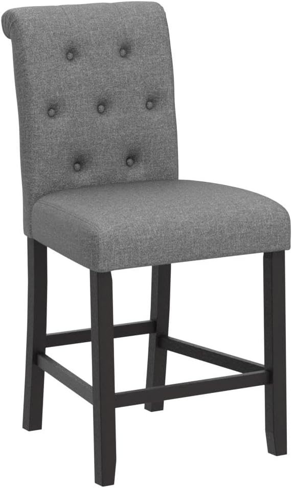 Roundhill Furniture Hendley Solid Wood Tufted Counter Height Stools - Image 5