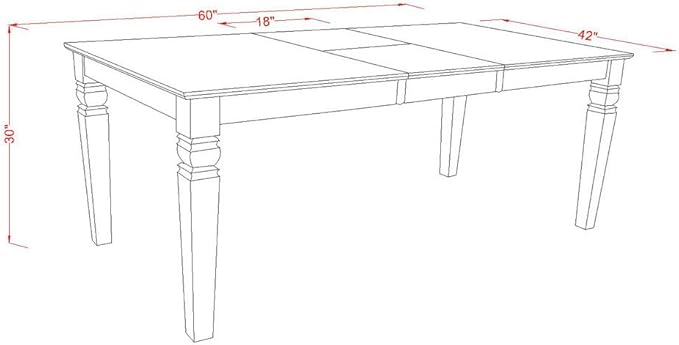 East West Furniture WEAD5-LWH-LC 5 Piece Dining Table Set - Image 7