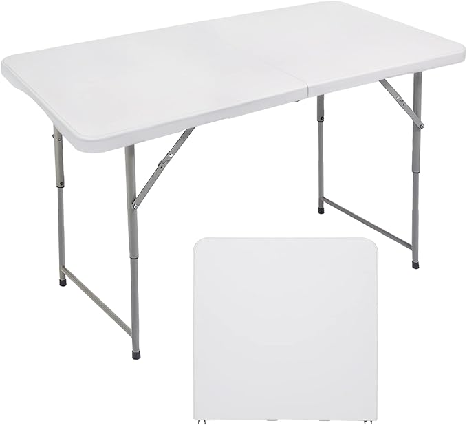 FORUP Folding Utility Table, 4ft Fold-in-Half Portable Plastic Picnic Party by FORUP+LLC