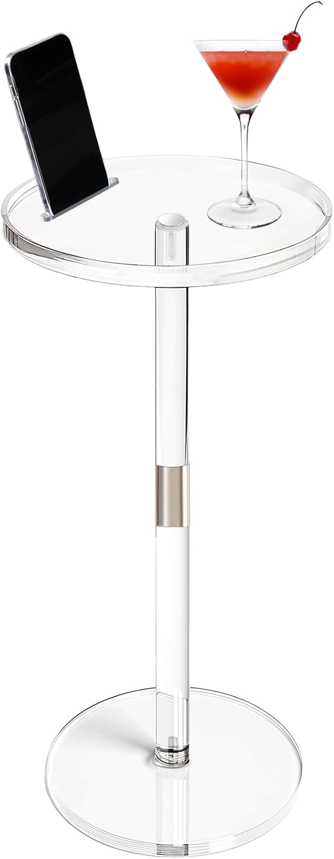 Acrylic Drink Table, Small Round Side Table by Unknown