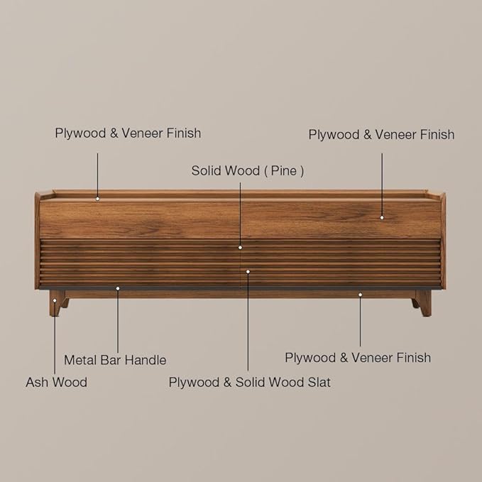 POVISON Fully-Assembled Mid Century Modern TV Stand - Image 4