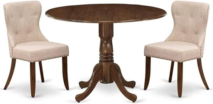 East West Furniture DLSI3-AWA-04 3 Piece Dining Set Contains a Round Kitchen by EastWestFurniture
