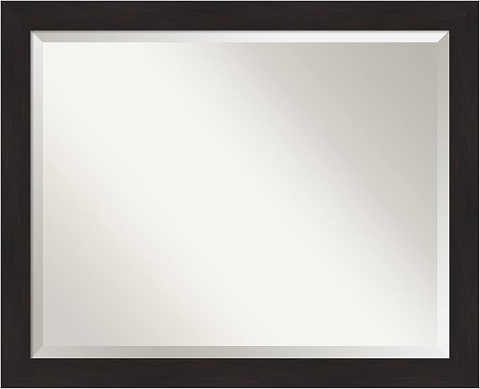 Amanti Art Brown Wall Mirror 26x32 Furniture Espresso Narrow Rectangle Bathroom by AmantiArt