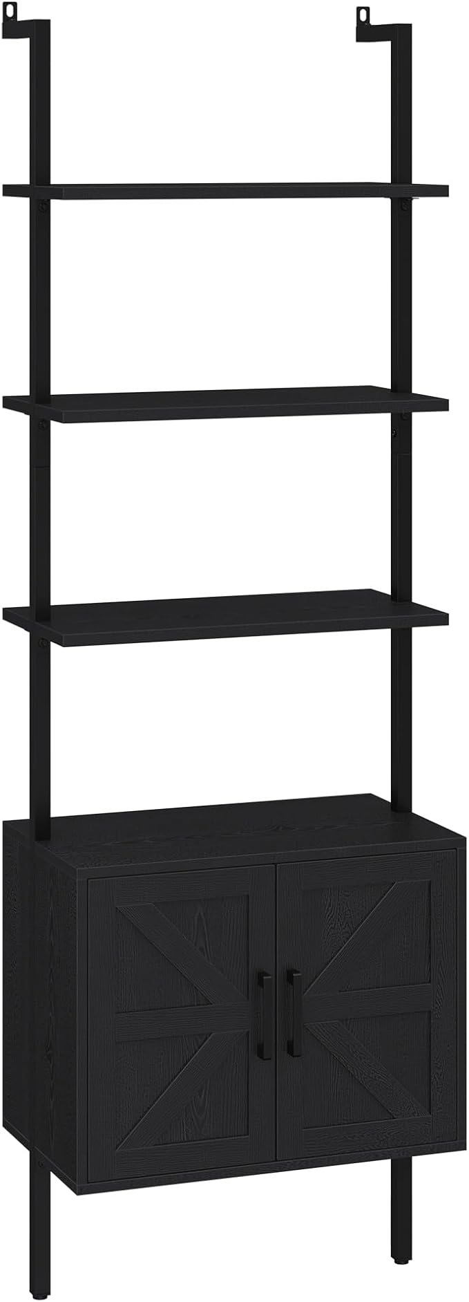 Yusong 73" Tall Bookshelf with Cabinet, Industrial Ladder Wall Mount Shelf - Image 9