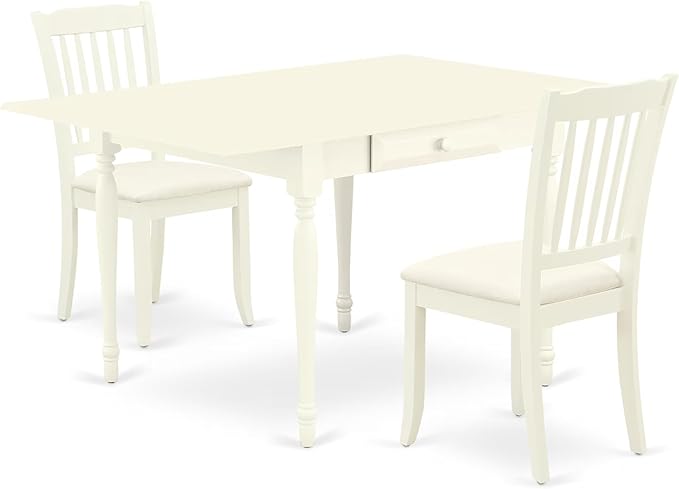 East West Furniture MZDA3-LWH-C 3 Piece Dining Room Table Set Contains a by EastWestFurniture