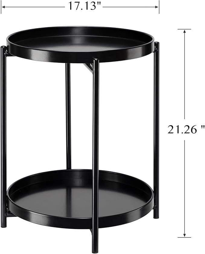 danpinera 2-Tier Round Side Table, Metal End Table - Image 3