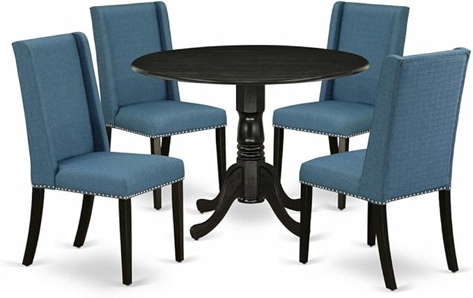 East West Furniture DLFL5-ABK-21 5 Piece Dining Room Table Set Includes a Round by EastWestFurniture