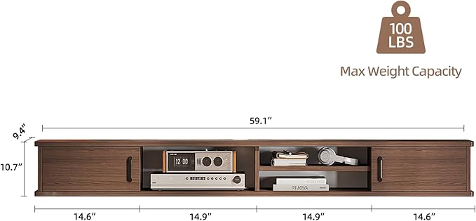 Floating TV Stand, Floating TV Shelf, Wall TV Cabinet, Floating Entertainment - Image 5