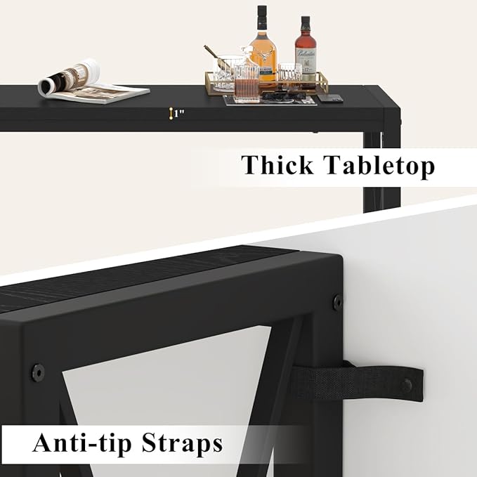 BON AUGURE Bar Table, 55 in Counter Height Pub Table, Tall Narrow Behind Couch - Image 4