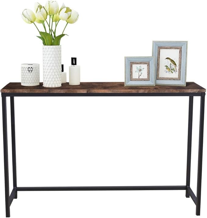 HOMERECOMMEND Rustic Brown Console Table - Image 4