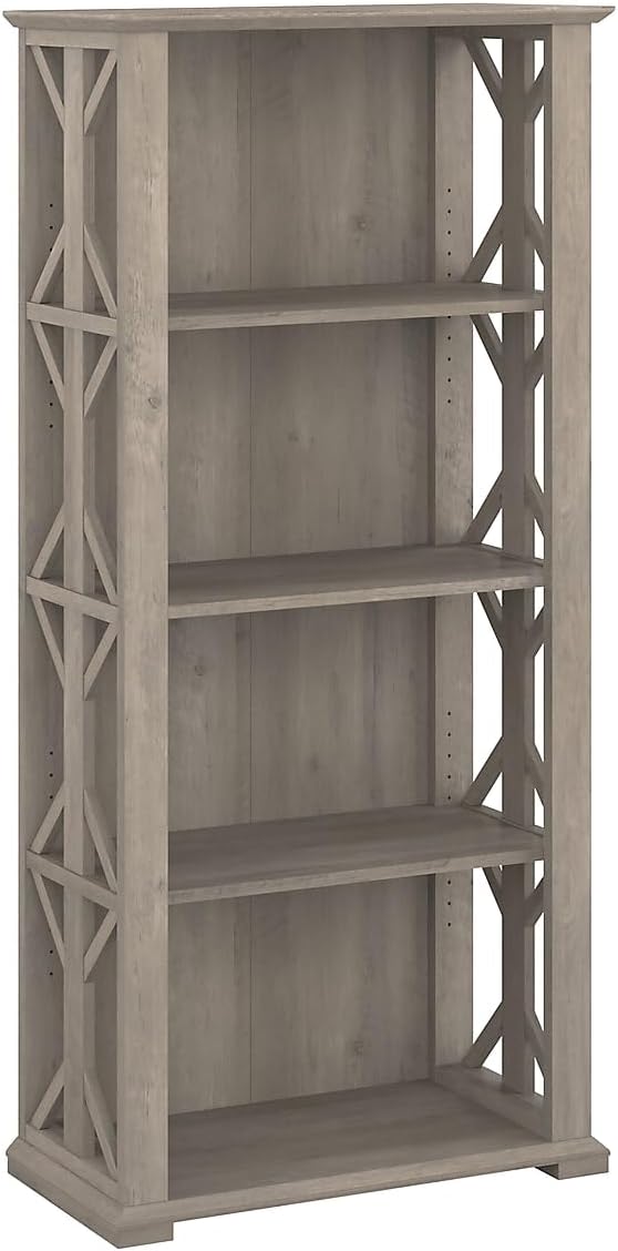 Bush Furniture Homestead 4 Shelf Farmhouse Bookcase in Driftwood Gray, Vertical by BushHome