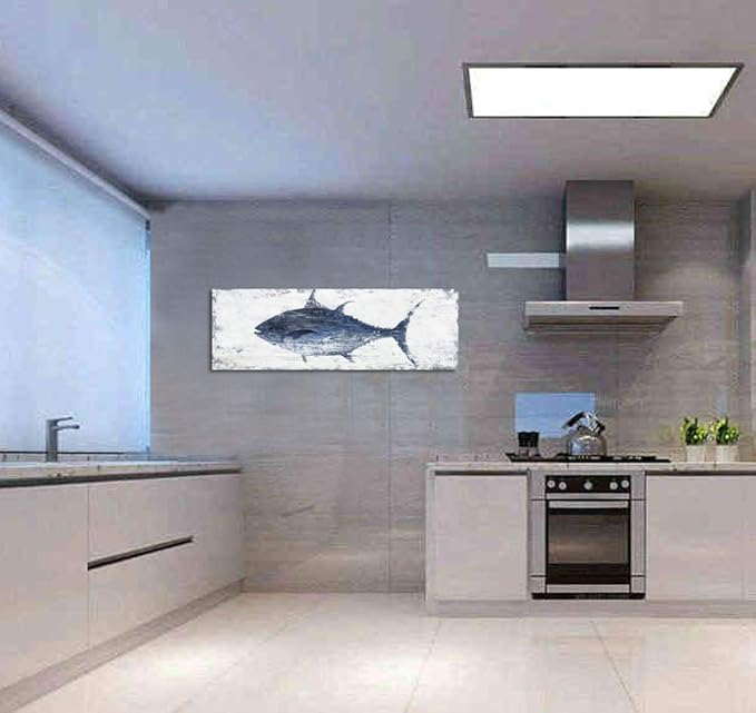 Yihui Arts Canvas Wall Art Hand Painted Abstract Tuna Fish Painting Modern - Image 3