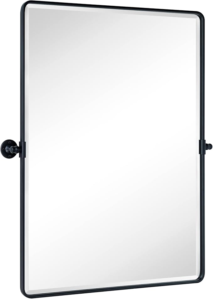 TEHOME 30x40 Pivot Mirror Matt Black Tilt Bathroom Vanity Mirror Large Black - Image 2