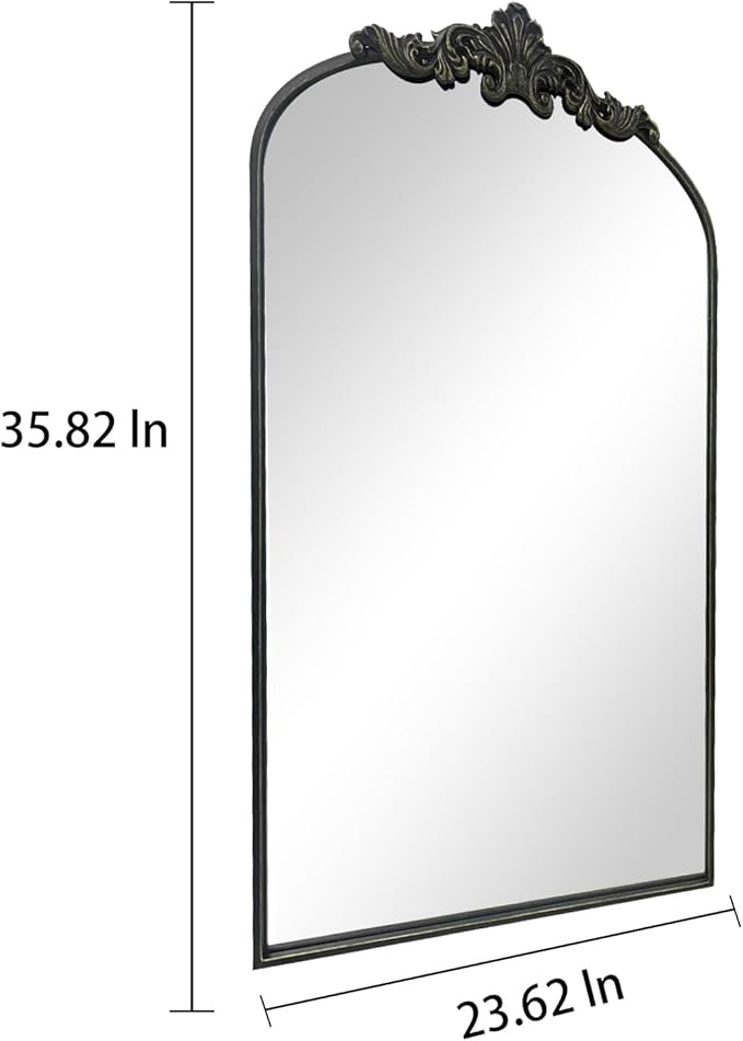 WAMIRRO Arched Mirror, Antique Brass Mirrors - Image 2