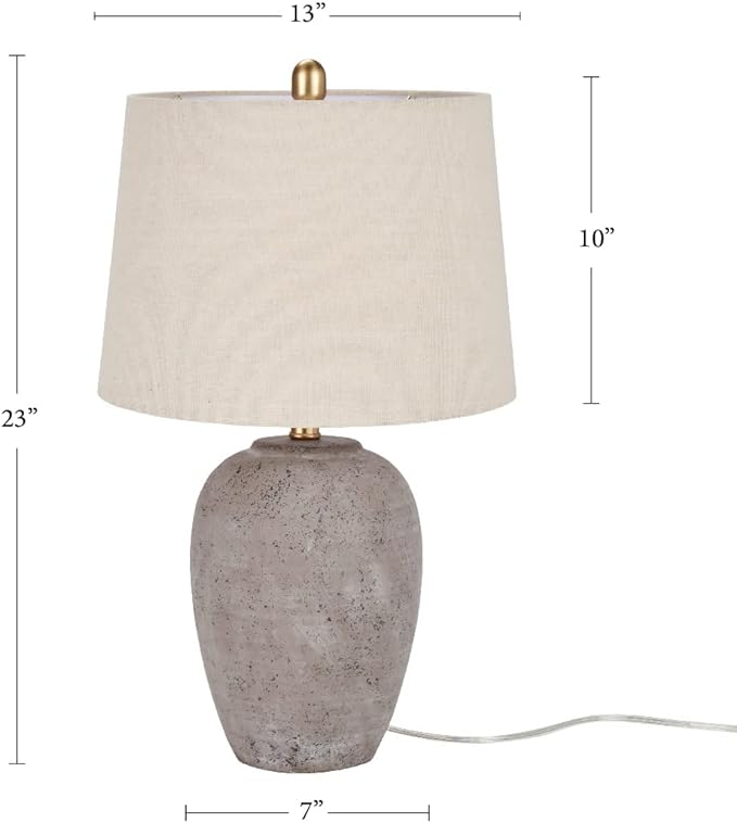 Nourison Home 23" Greyish Brown Earth Tone Rustic Farmhouse Ceramic Table Lamp - Image 2