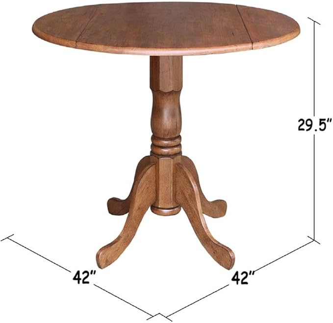 IC International Concepts 42-Inch Round Dual Drop Leaf Pedestal Dining Table - Image 2