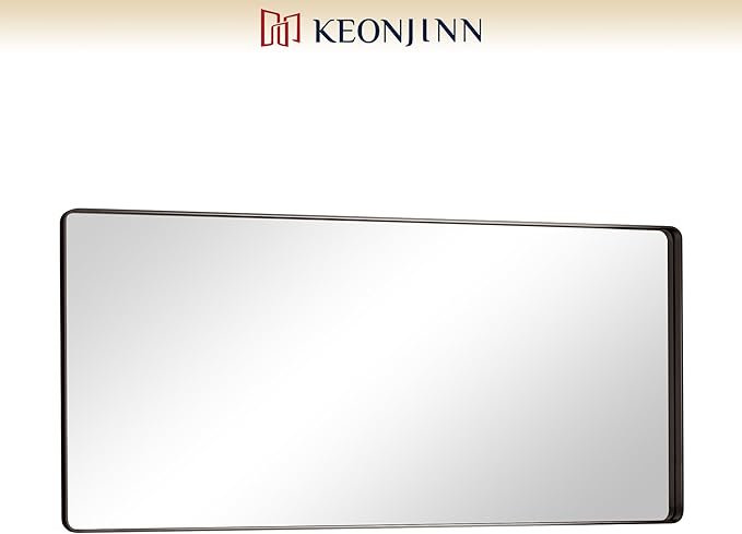 Keonjinn Black Bathroom Mirror for Over Sink, 60” x 28” Large Rounded Rectangle - Image 8