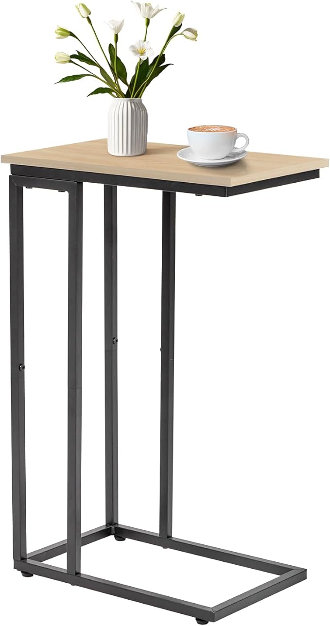 C-Shaped End Table, for Living Room, Small Spaces, TV Tray Couch Side Tables by fusehome