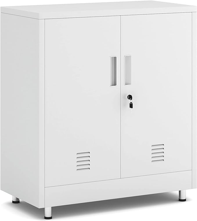 Metal Storage Cabinet with Locking Doors and Adjustable Shelf, Small Lockable by JINGUR