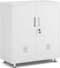 Metal Storage Cabinet with Locking Doors and Adjustable Shelf, Small Lockable by JINGUR
