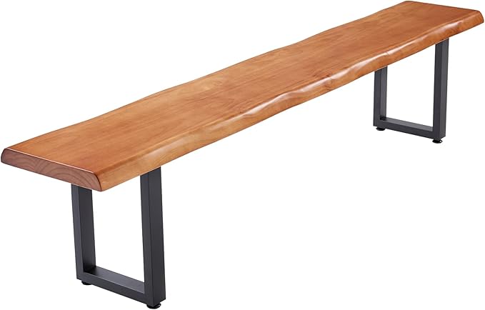 Stylish Brown Wooden Long Bench by Unknown