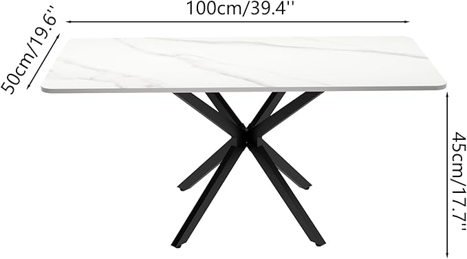 Faux Marble Coffee Table Rectangle Modern 40 Inch Living Room Table - Image 2