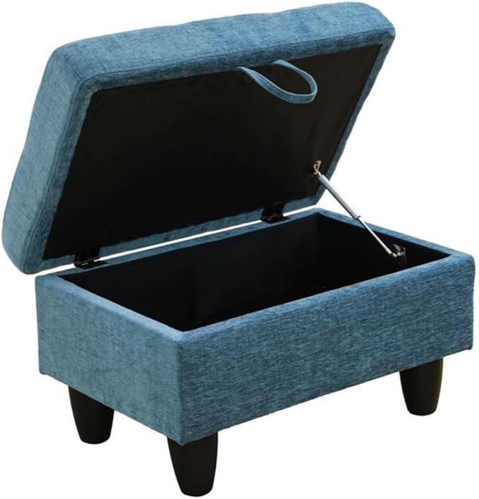Blue L-Shaped 3-Piece Flannel Sofa - Image 6