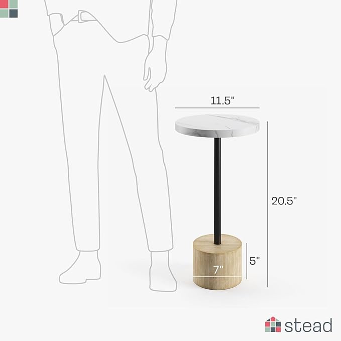 Round Metal Drink Table, Pedestal Drink Desk, Modern Home, and Living Room - Image 2