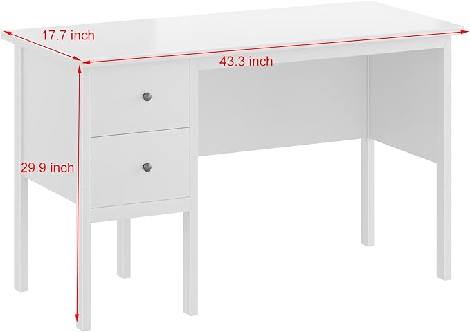 BHG Computer Desk with Drawers, Modern White Home Office Desk with Storage - Image 2