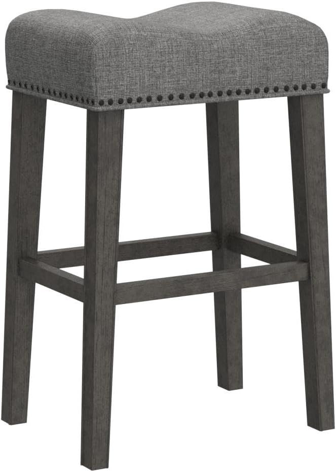 Roundhill Furniture Coco Upholstered Backless Saddle Seat Bar Stools 29" Height - Image 5