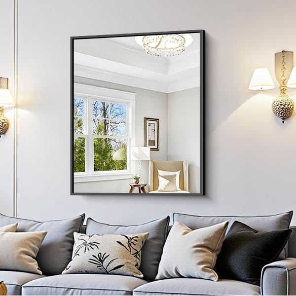 KOCUUY 30x36 Inch Large Black Wall Mounted Mirror, Aluminum Framed Decorative - Image 2