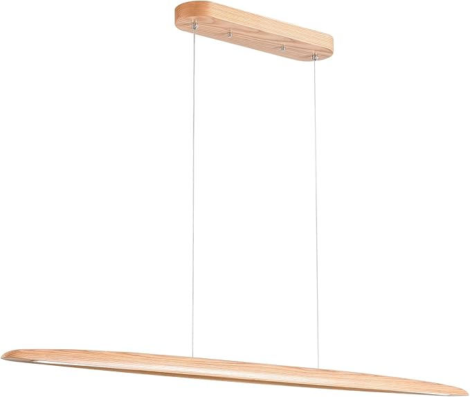 51" 36W Wood LED Linear Pendant Light Fixture Led Dining Room Light Dimmable by Yisdesign