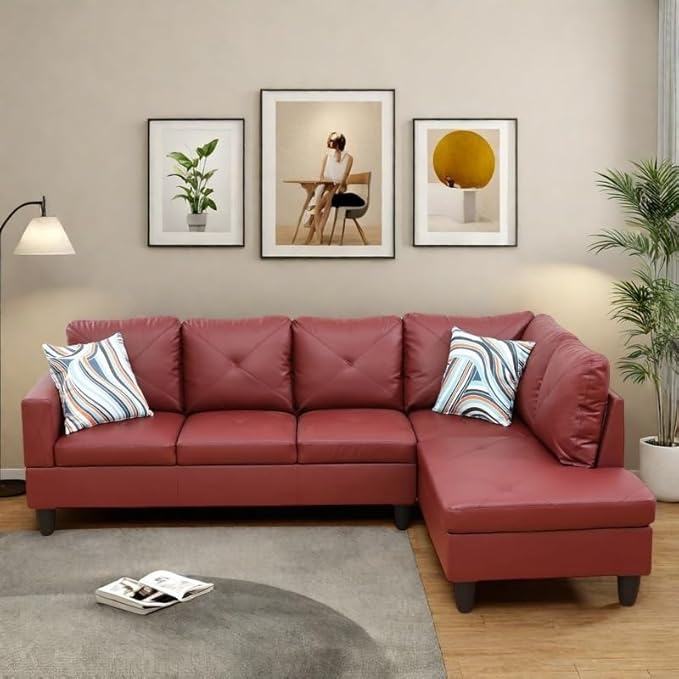 NAYSAYE L Shaped Couch, Leather Modular Sectional Couch - Image 4